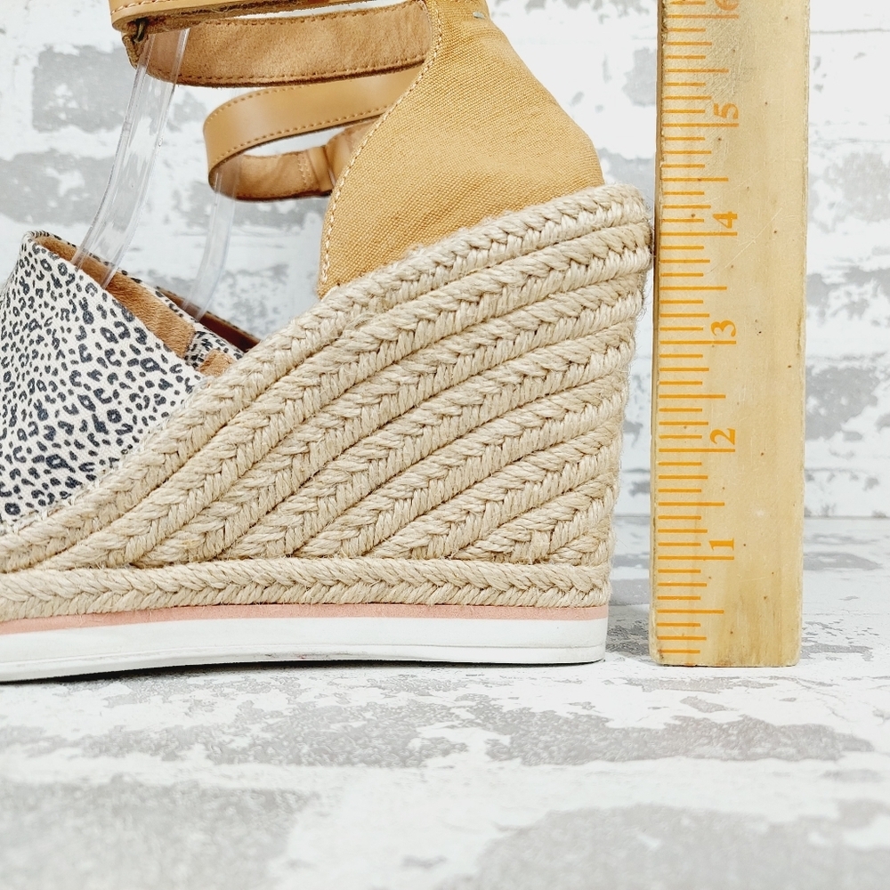 Toms Tan and Black Wedge Sandals - Picture 2 of 12